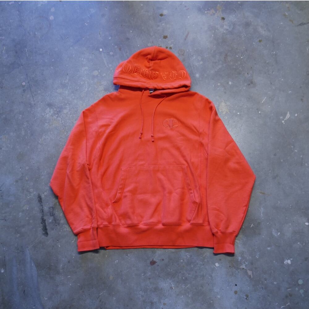 Champion Reverse Weave Orange With Hood Script Womens Size M